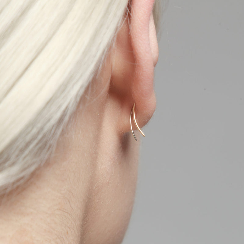 Geometric Shapes on Infinite Tusk Earring with White Pavé Diamond - Gabriela Artigas
