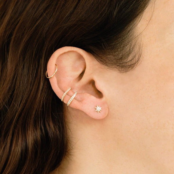 Twin Tusk Ear Cuff with Double Line Pavé White Diamonds - Gabriela Artigas