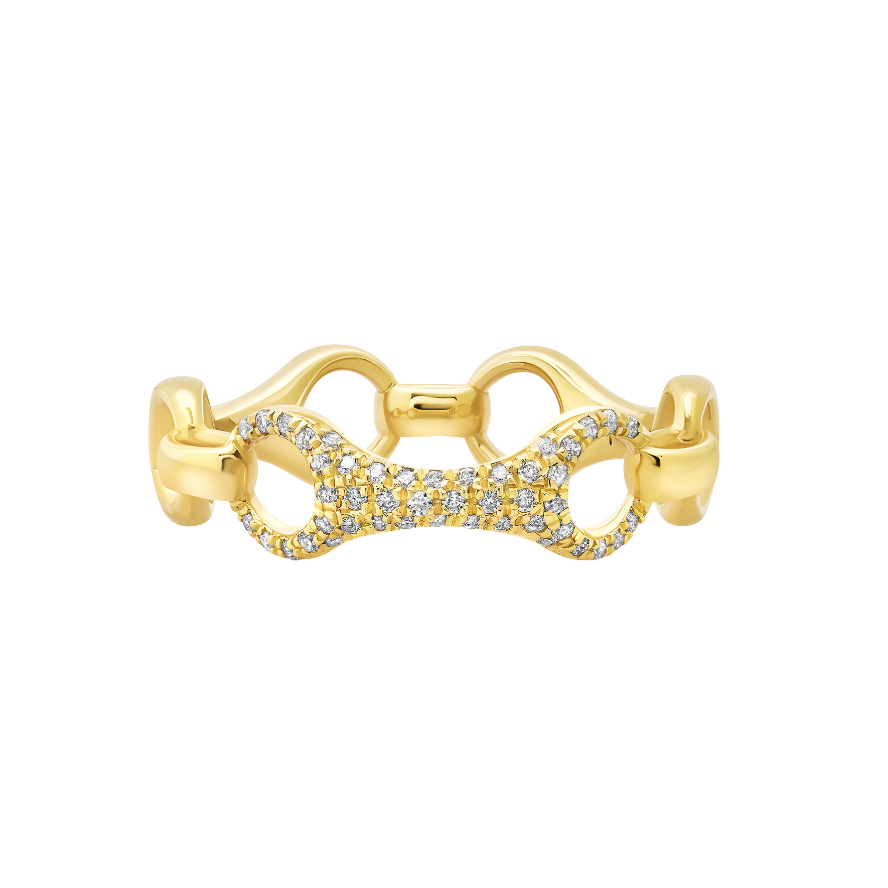 15 MM Beam Link Ring with Top Link with White Pavé Diamonds - Gabriela Artigas + CO