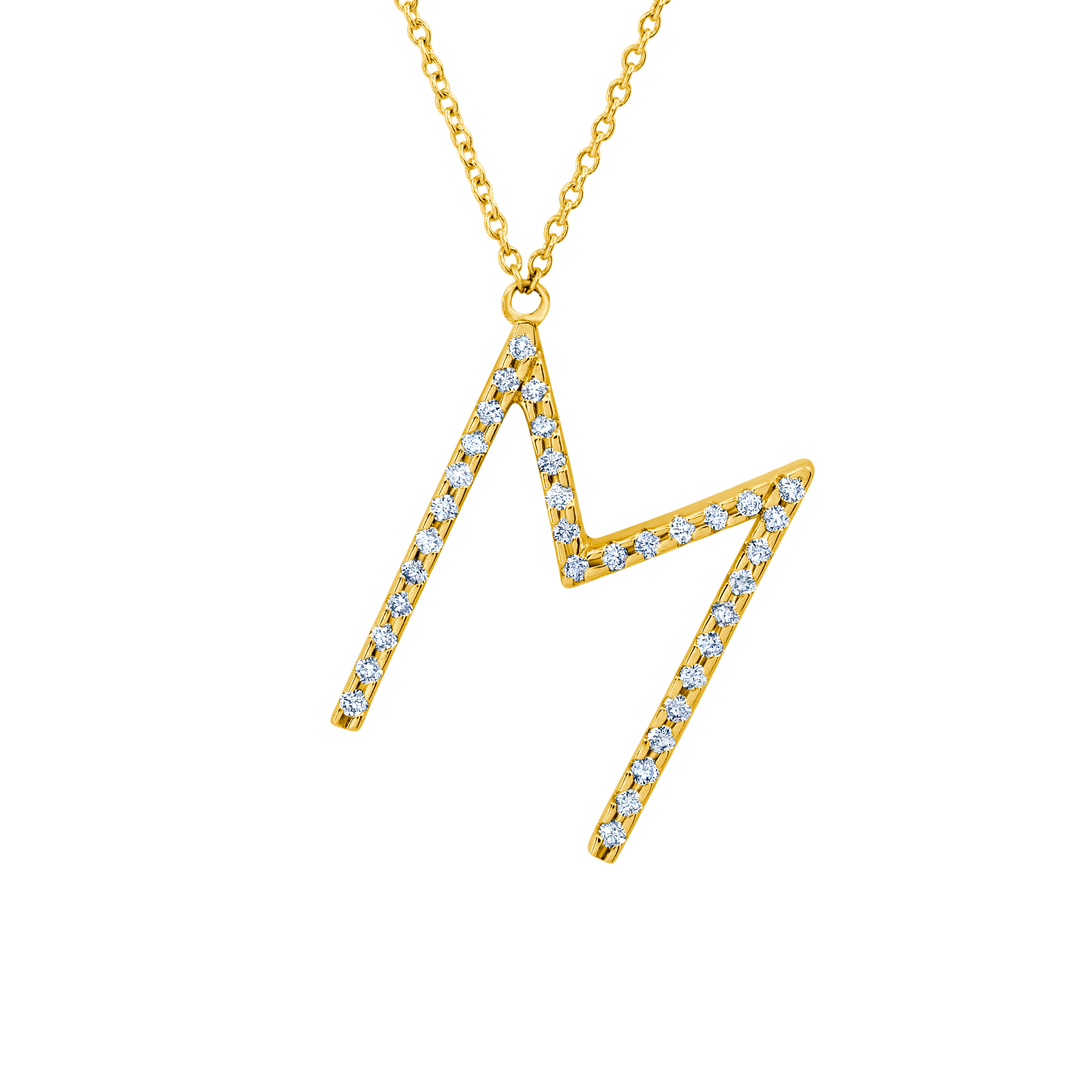 Alphabet with White Pavé Diamonds Necklace - Gabriela Artigas