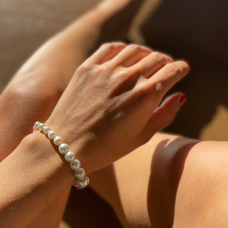 Ascending Pearls Bracelet on Rectangular Chain - Gabriela Artigas