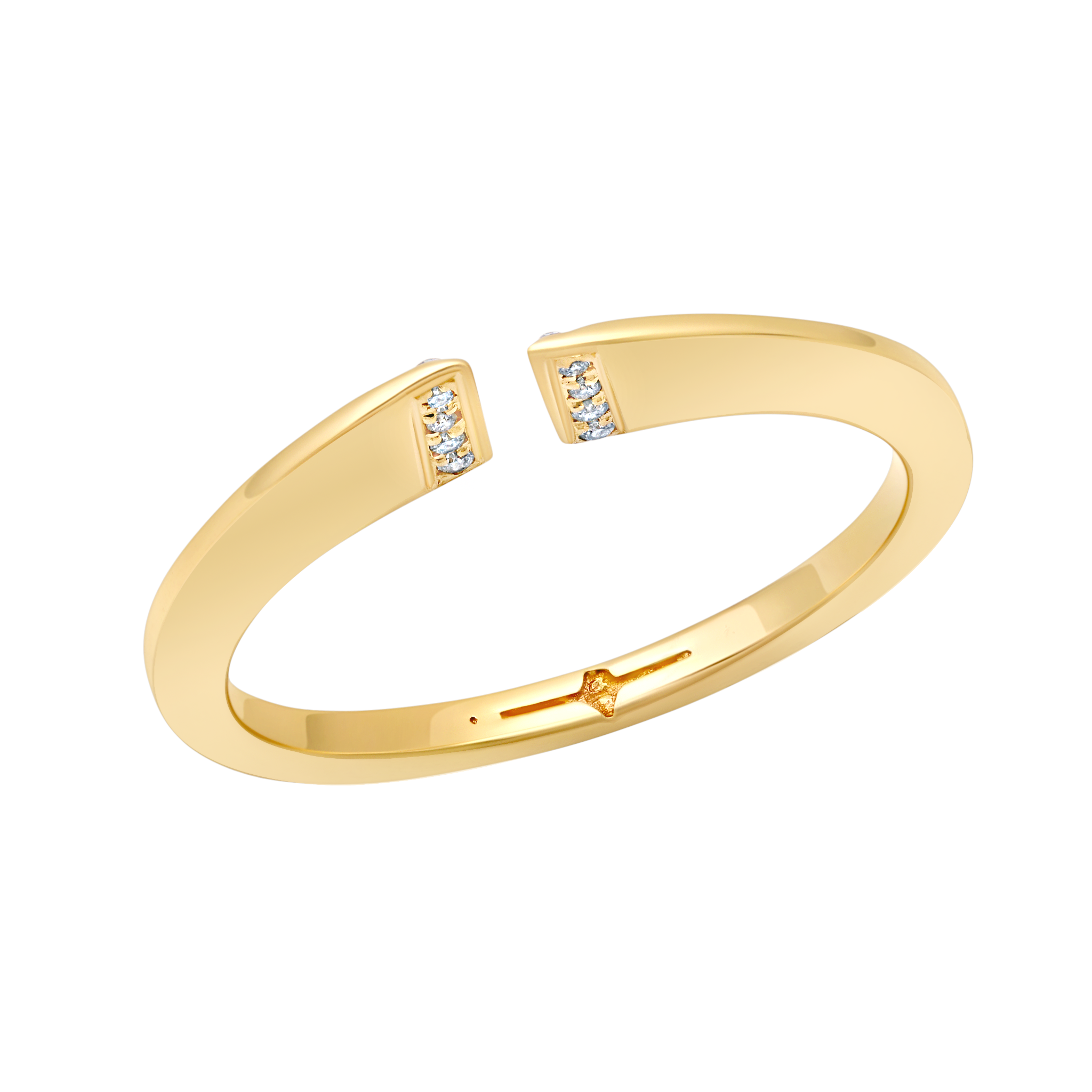 Mitre Ring with Side Pavé White Diamonds - Gabriela Artigas