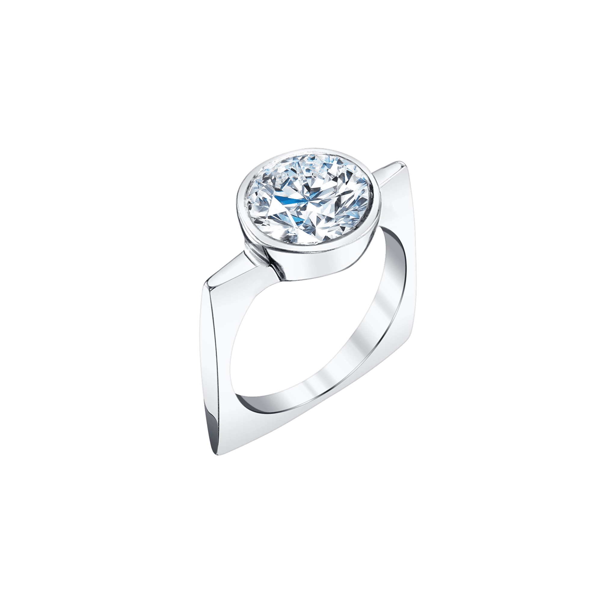 Pilar Square Ring with Round Diamond