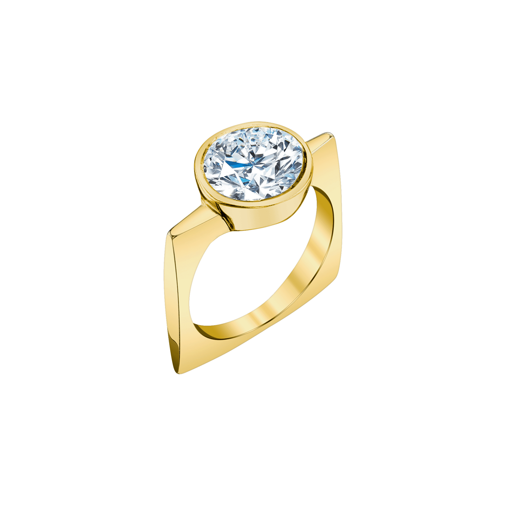 Pilar Square Ring with Round Diamond