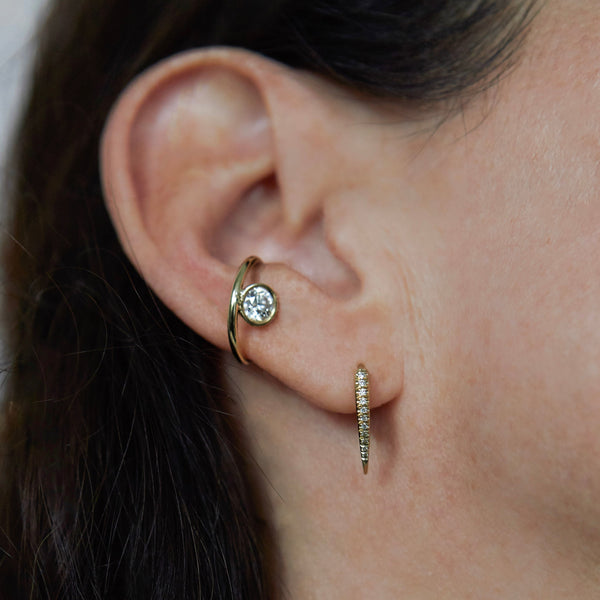 Disc Ear Cuff with Floating Diamond - Gabriela Artigas