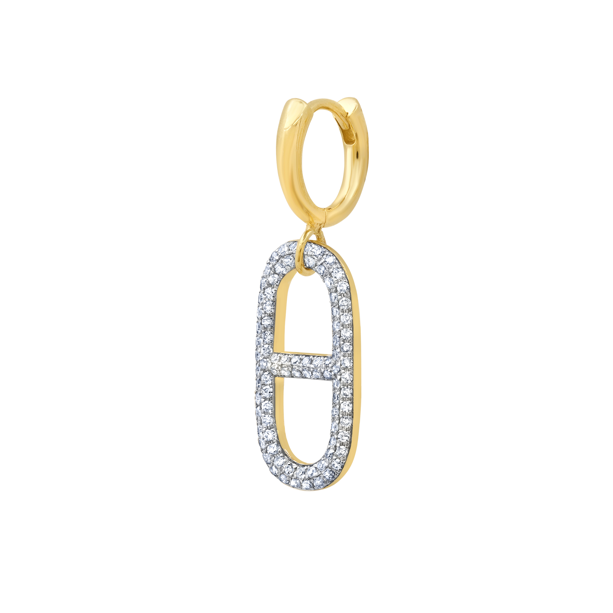 Stirrup Link with White Pave Diamonds Huggie - Gabriela Artigas