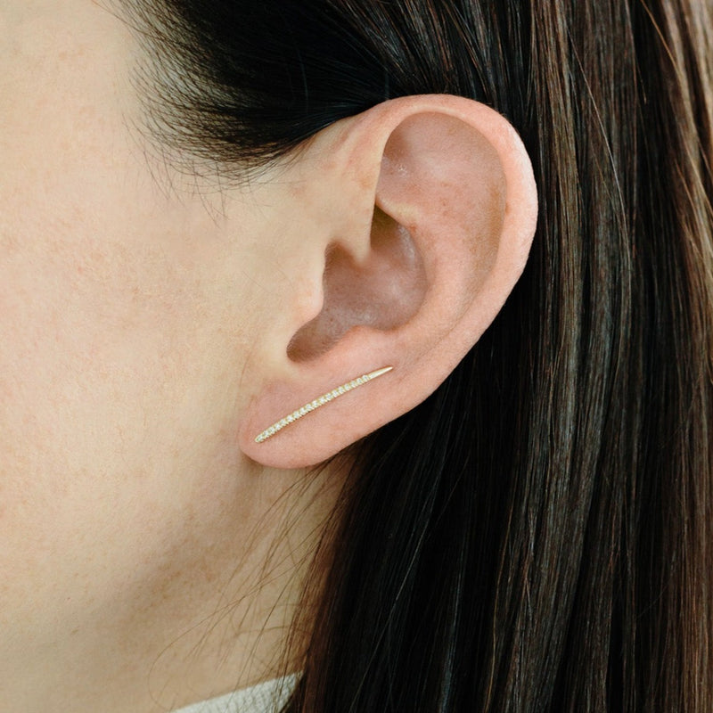 Large Classic Infinite Tusk Earring with White Pavé Diamonds - Gabriela Artigas