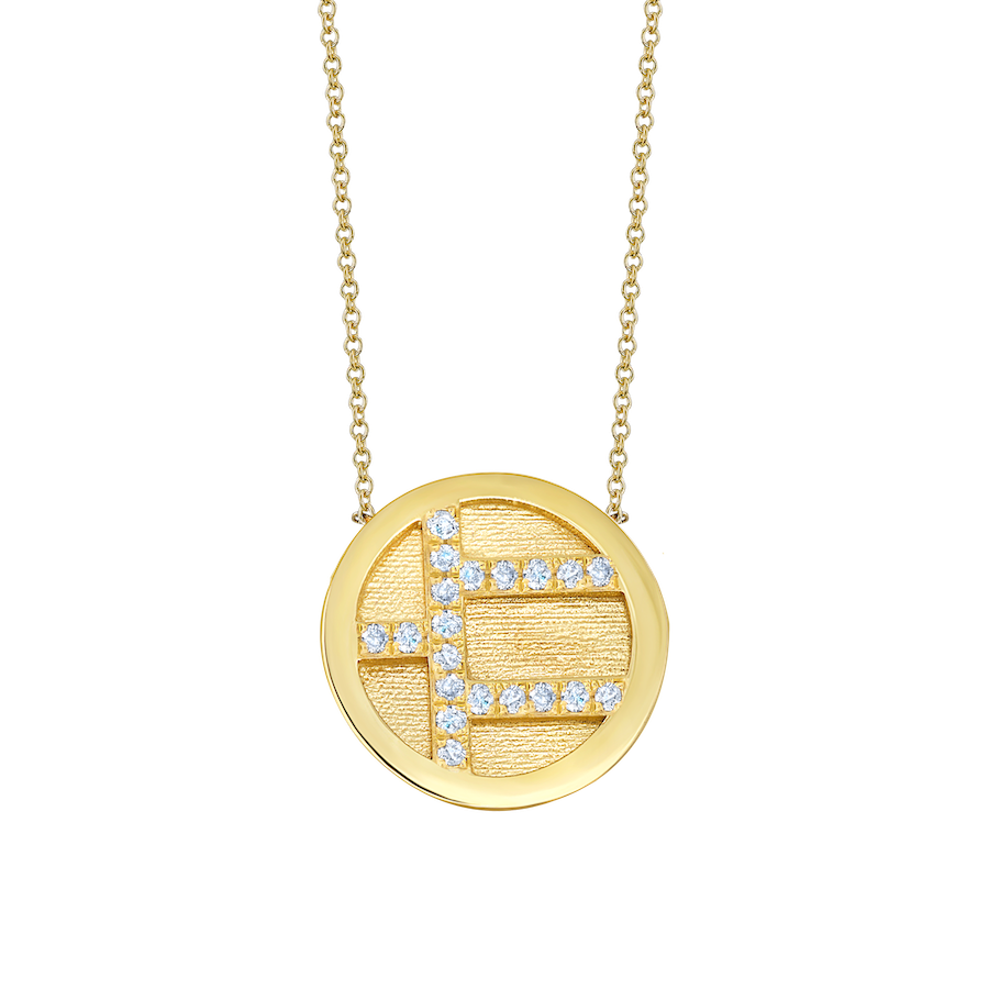 Small Medallion Necklace with White Pavé Diamonds - Gabriela Artigas