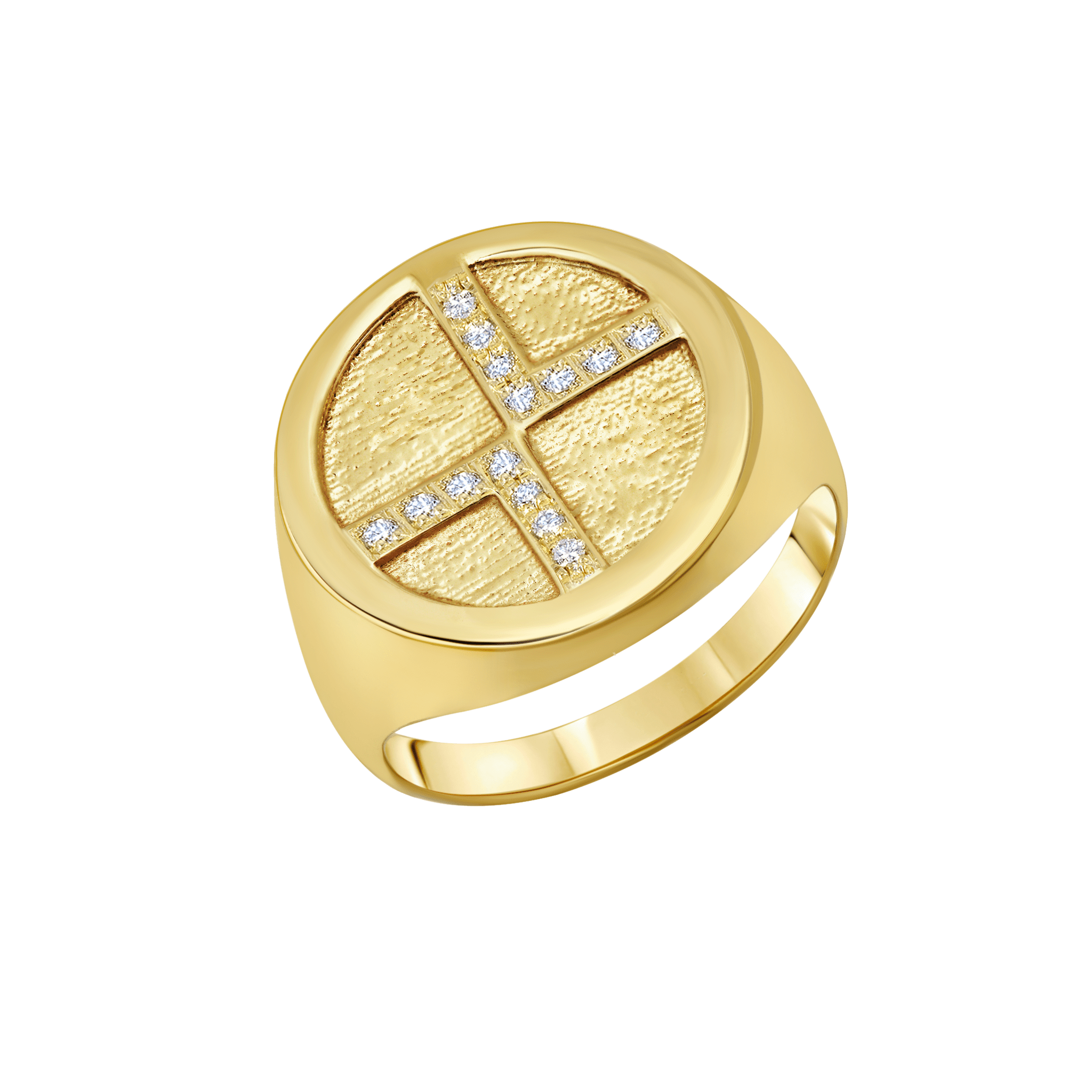 Medallion Rings with Center White Pavé Diamonds - Gabriela Artigas
