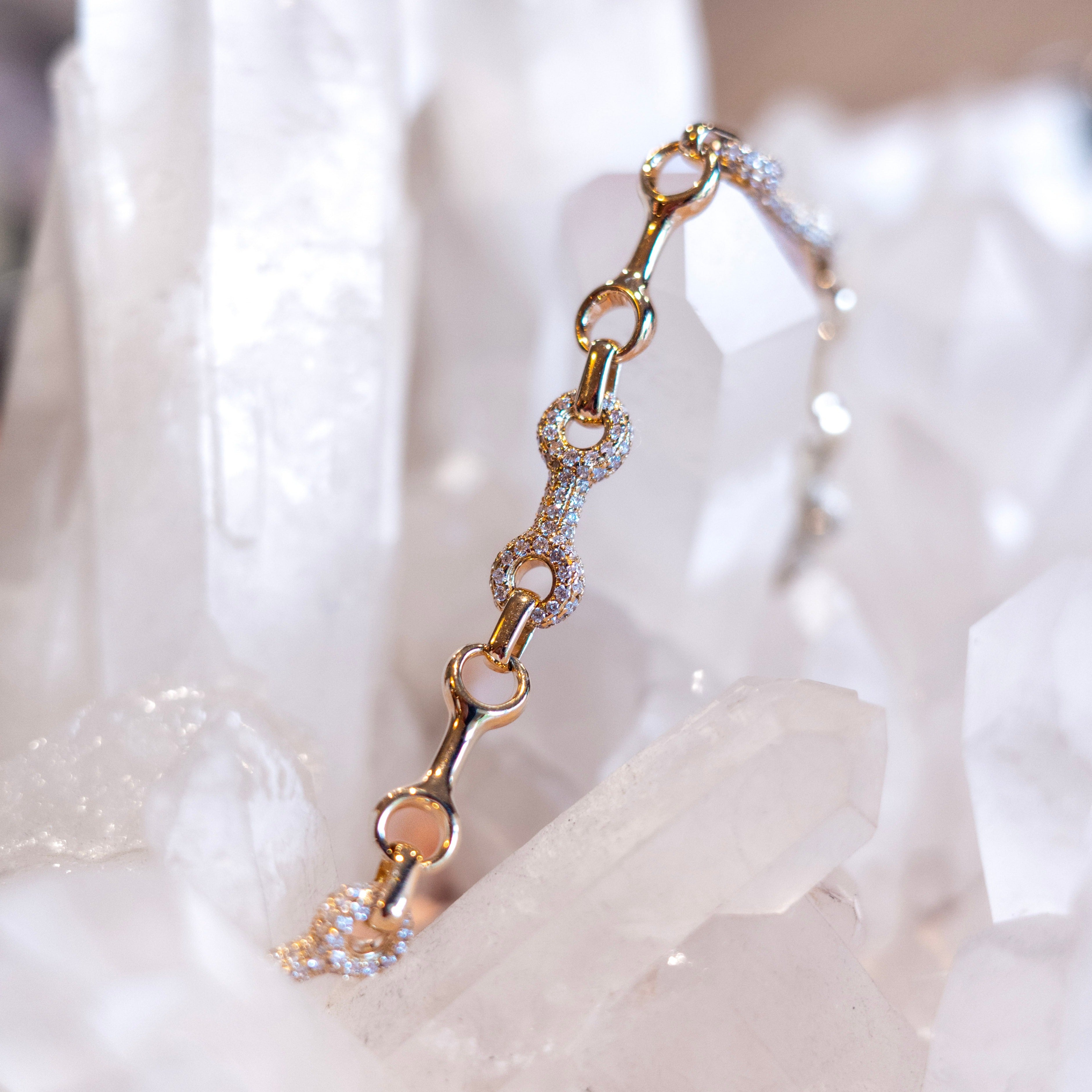 Mini Double Beam Alterno Chain Bracelet with Pave Links - Gabriela Artigas