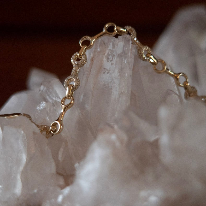 Mini Double Beam Alterno Chain Necklace with Pavé Links. - Gabriela Artigas