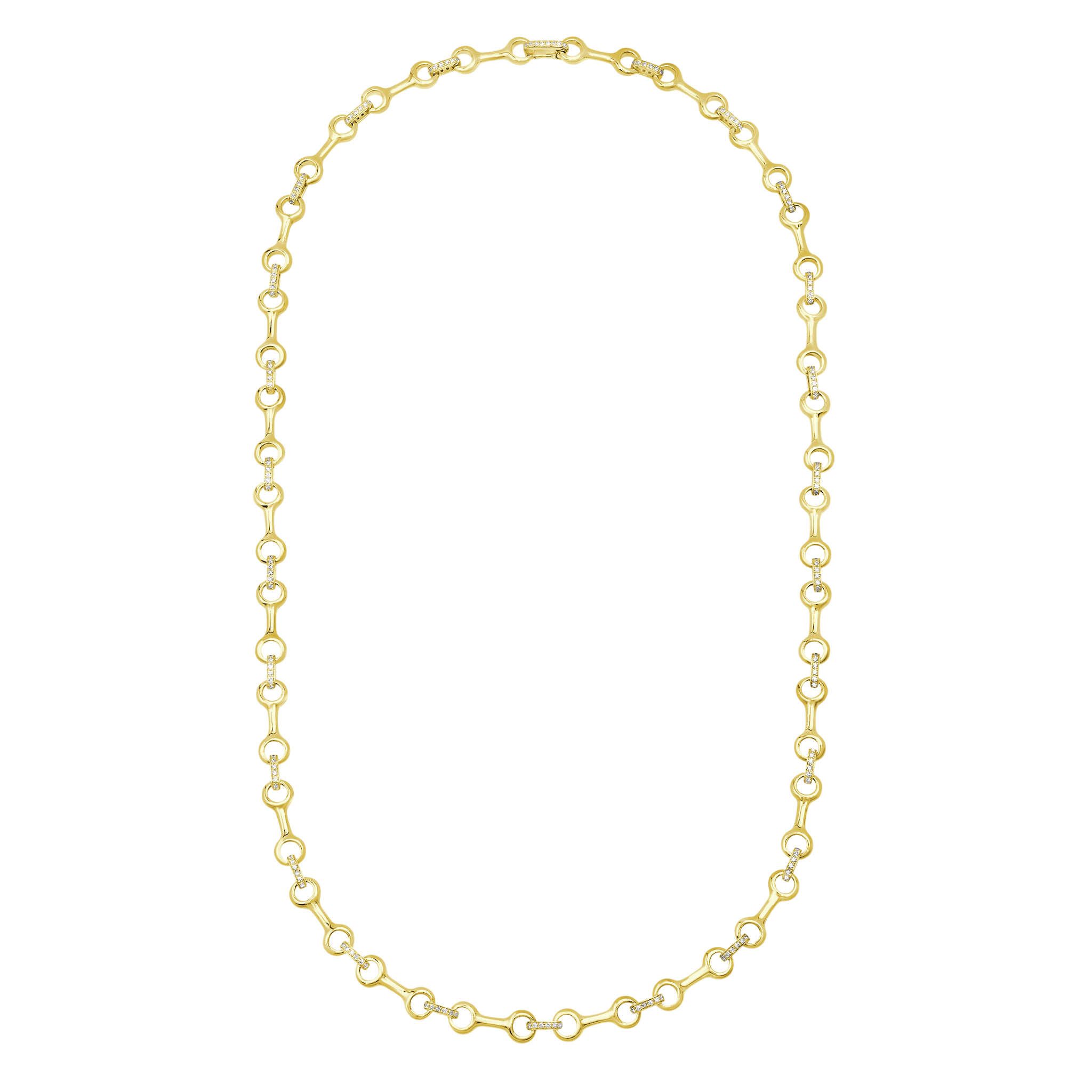 Gabriela Artigas & Co Medium Double Beam Necklace with Pavé Connectors — solid 14K yellow gold — white background