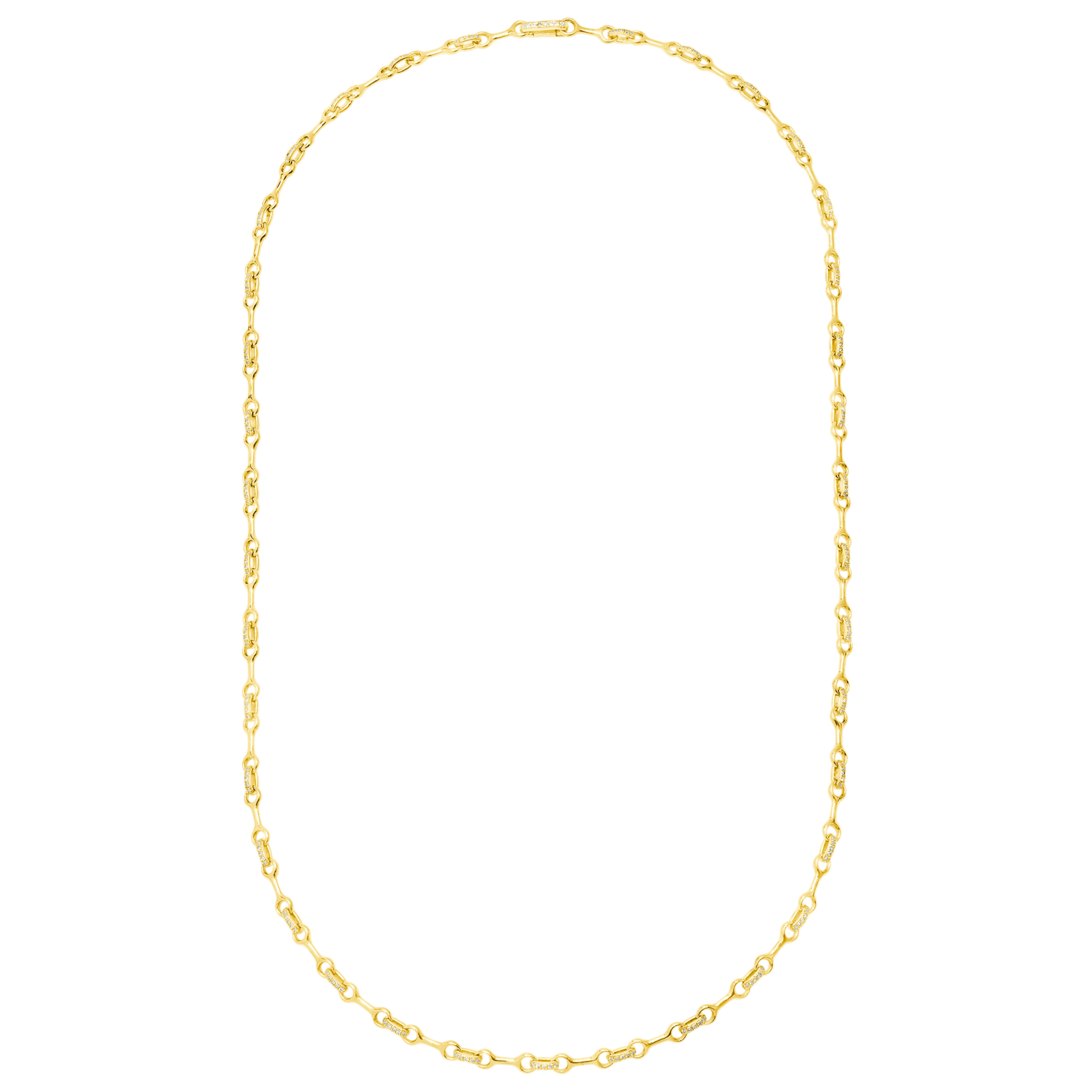 Gabriela Artigas & Co Small Double Beam Necklace with Pavé Connectors — solid 14K yellow gold — white background