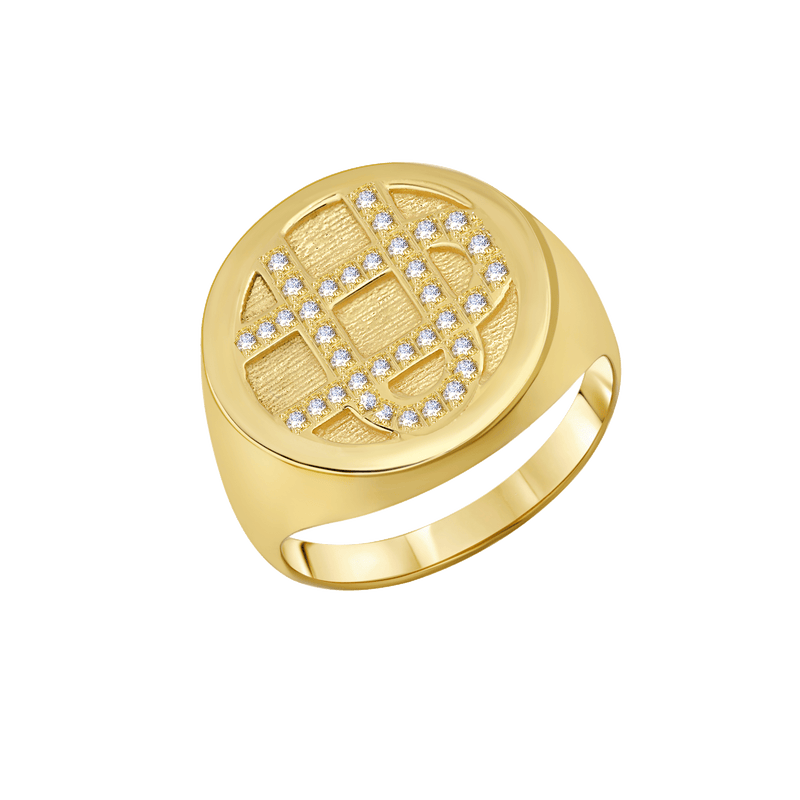 Medallion Rings with Center White Pavé Diamonds - Gabriela Artigas