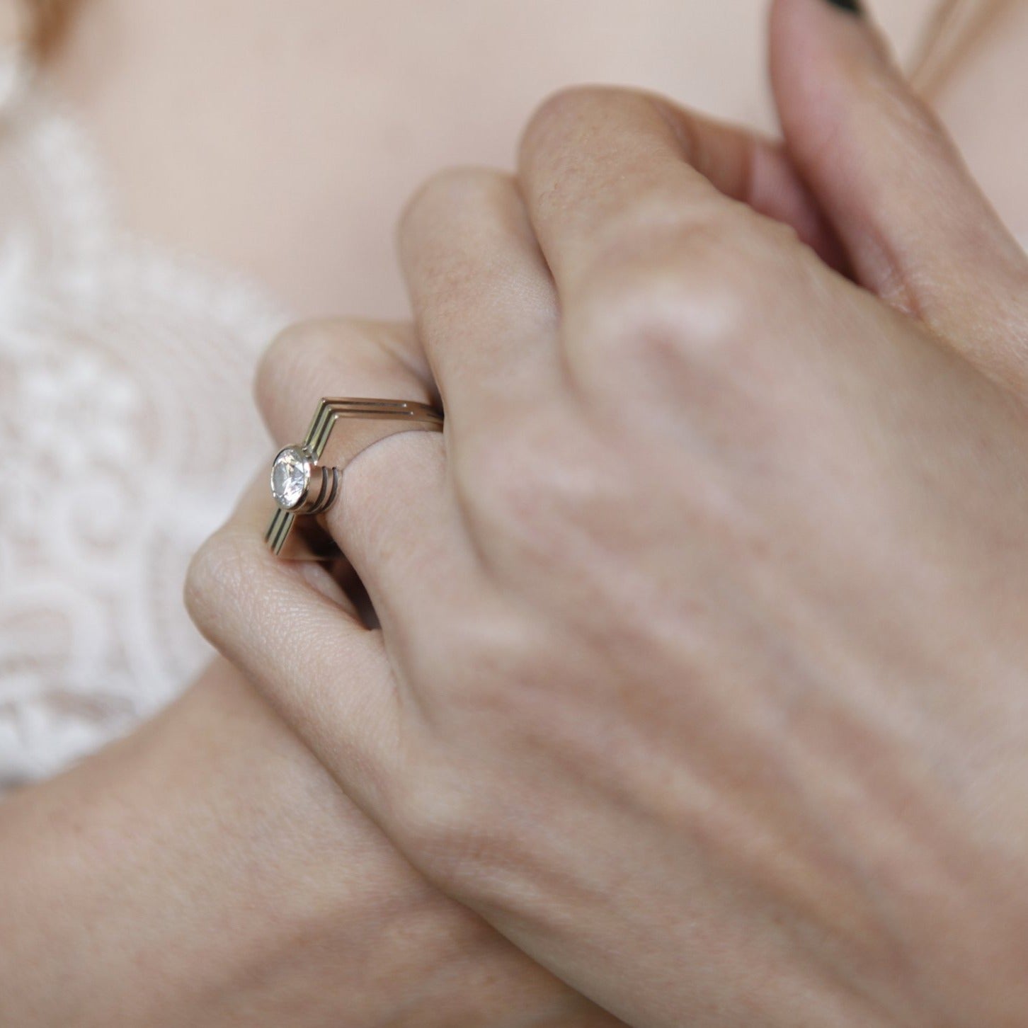 Art Deco Band with Round Diamond - Gabriela Artigas + CO