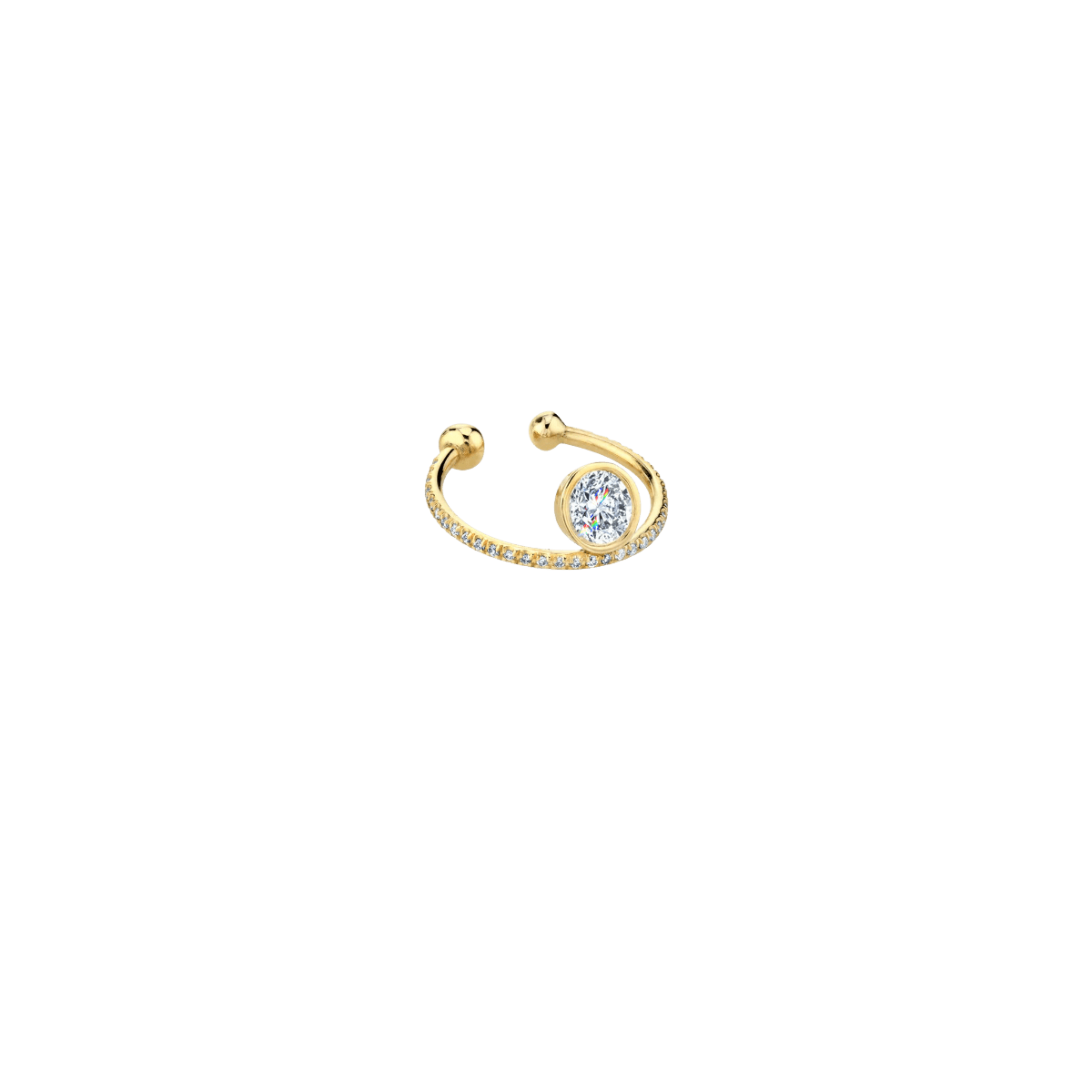 Disc Ear Cuff with Floating Diamond and Pavé White Diamonds - Gabriela Artigas + CO