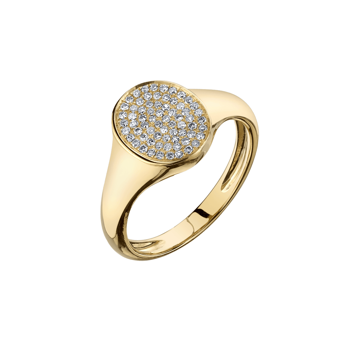 Disc Signet Ring with White Pavé Diamonds