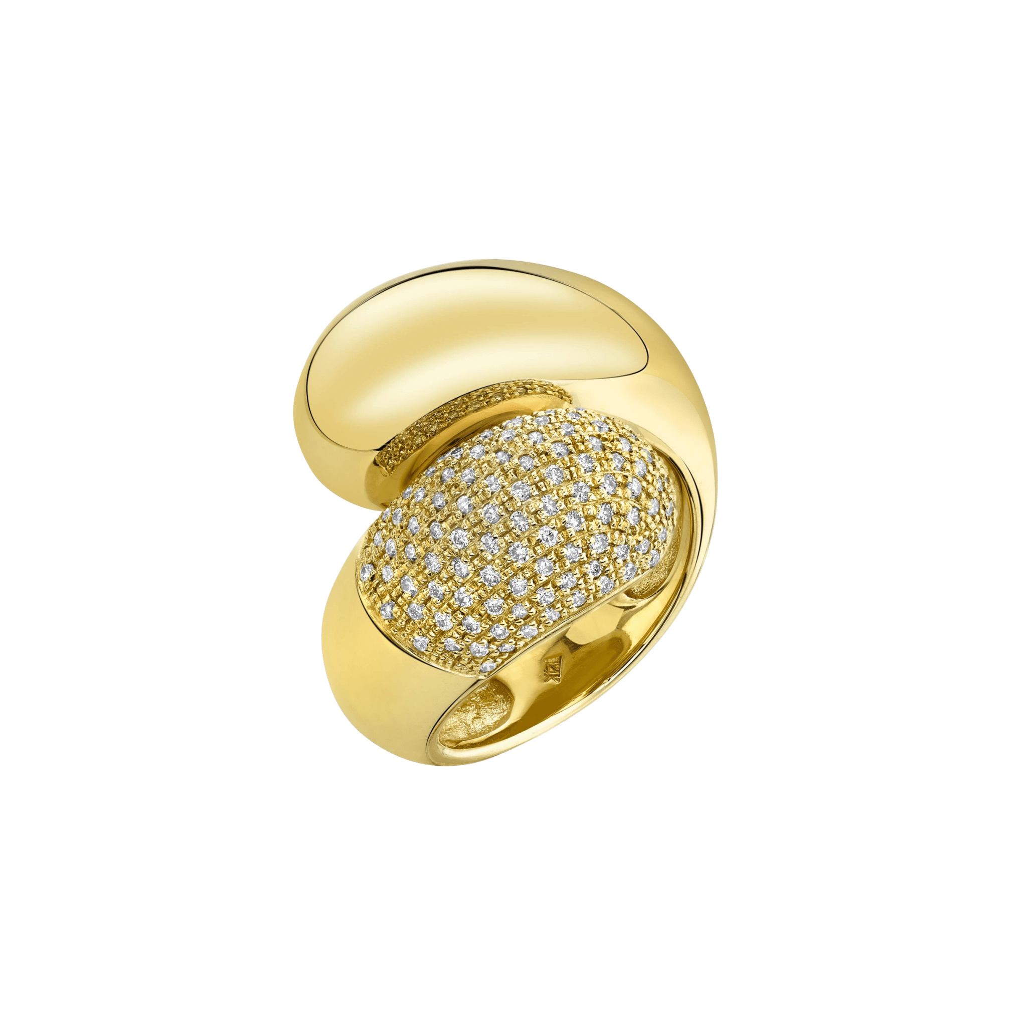 Double Apse Ring with One Side White Pavé Diamonds - Gabriela Artigas + CO