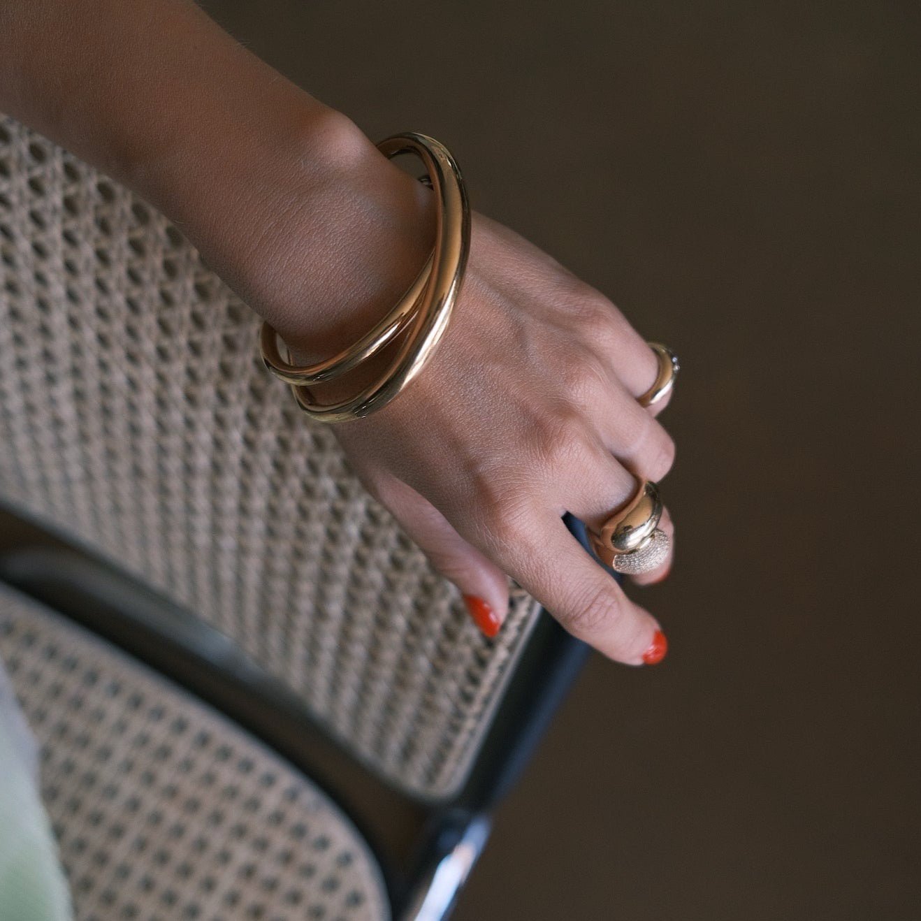 Double Apse Ring with One Side White Pavé Diamonds - Gabriela Artigas + CO