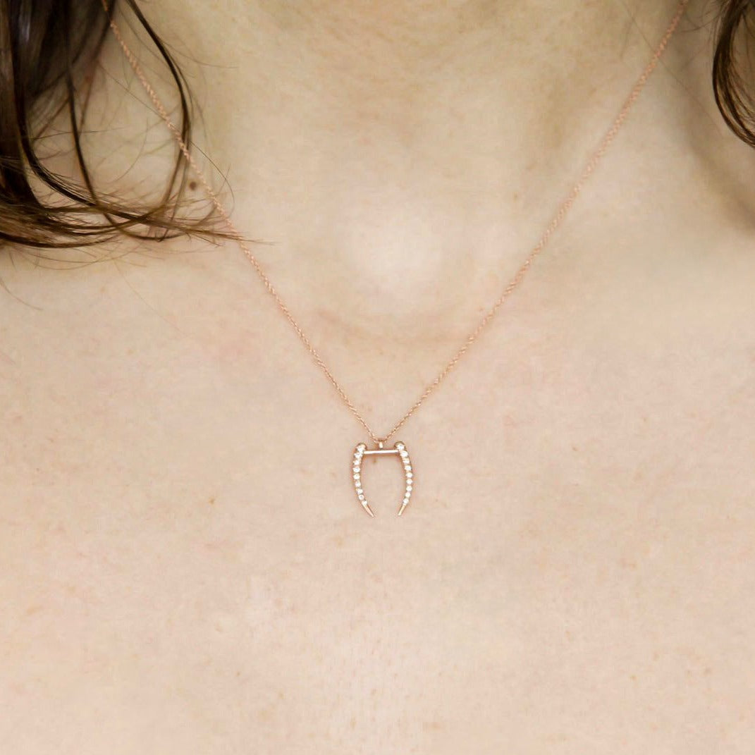 Infinite Tusk Necklace with White Pavé Diamonds - Gabriela Artigas