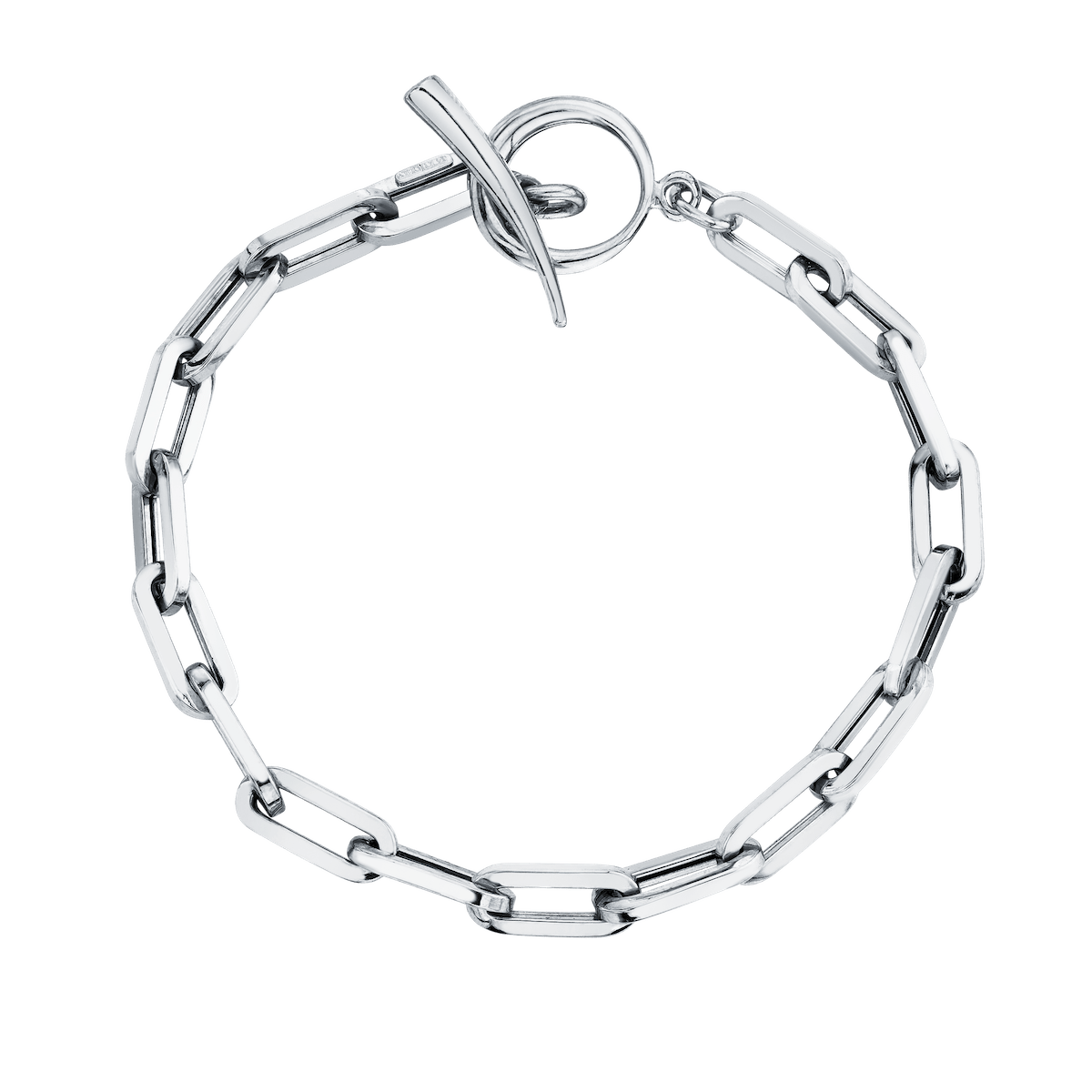 Rectangular Link Chain Bracelet with Tusk Clasp