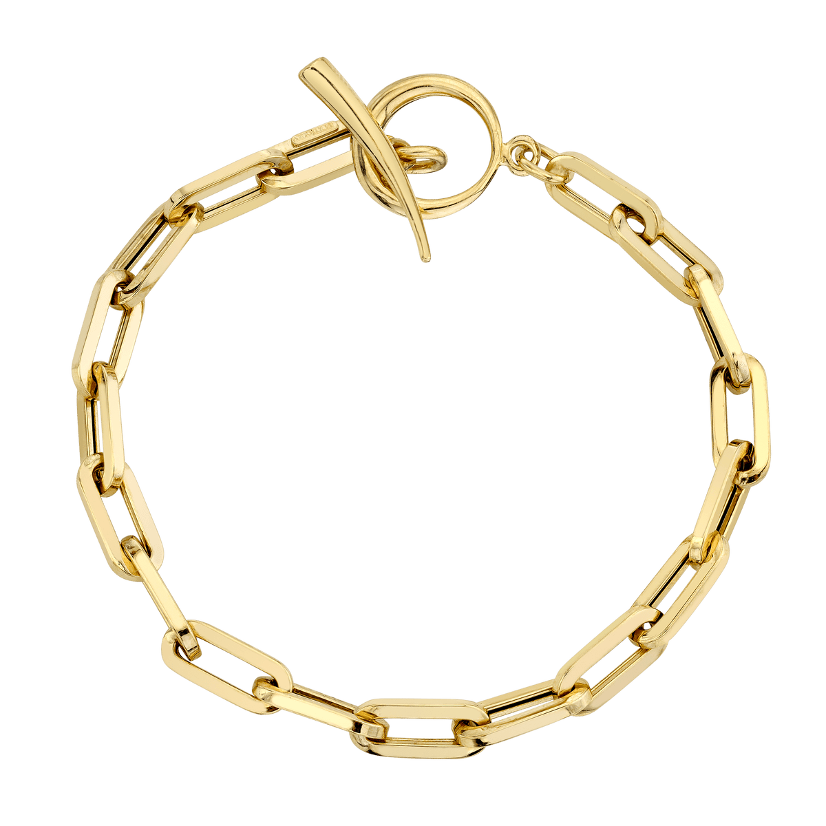 Rectangular Link Chain Bracelet with Tusk Clasp