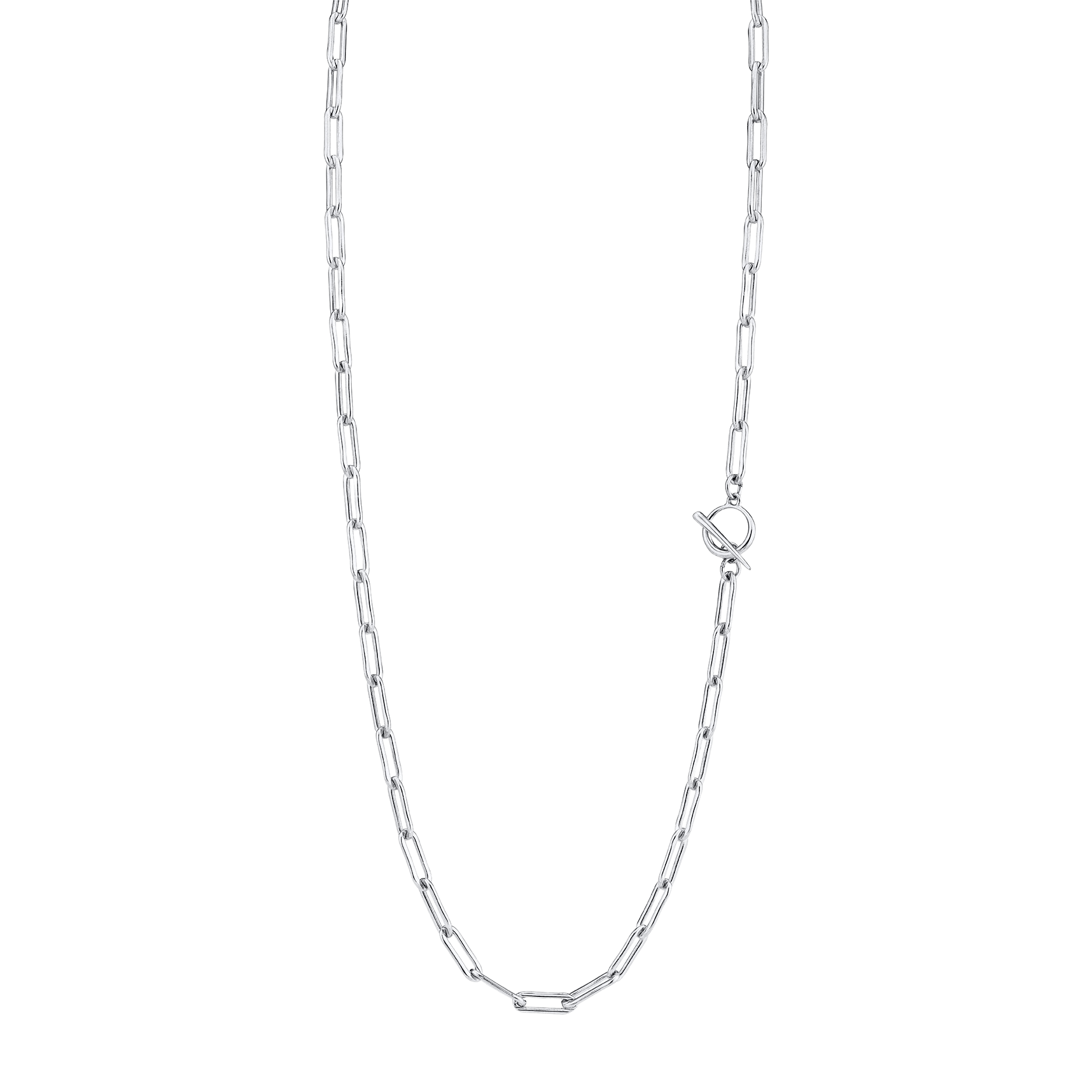 Rectangular Link Chain Necklace with Tusk Clasp