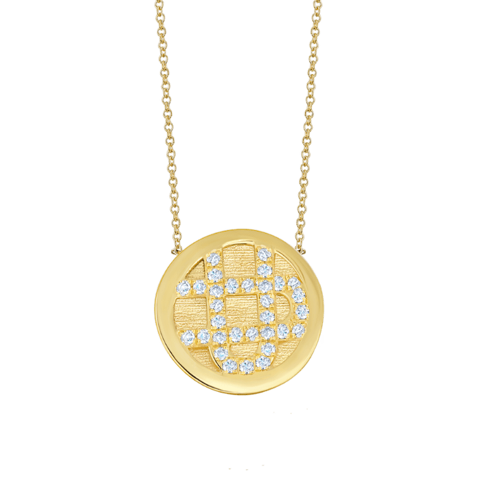 Small Medallion Necklace with White Pavé Diamonds - Gabriela Artigas + CO
