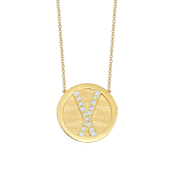 Small Medallion Necklace with White Pavé Diamonds - Gabriela Artigas + CO