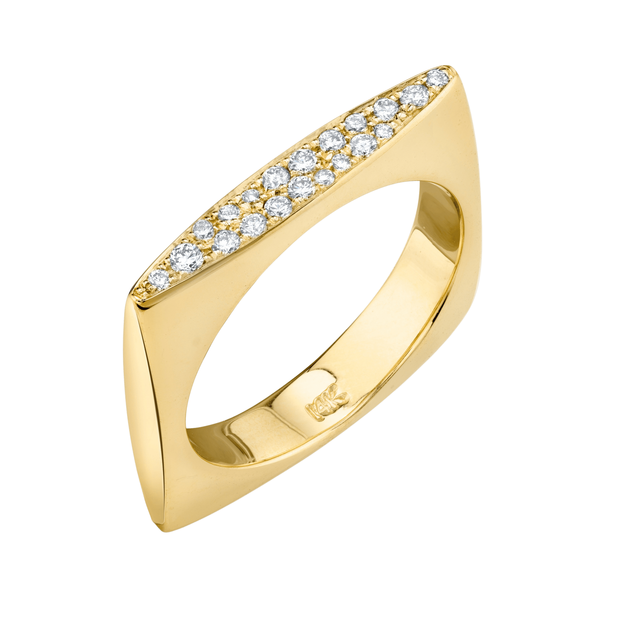 Square Ring with Top Pavé Diamonds - Gabriela Artigas + CO