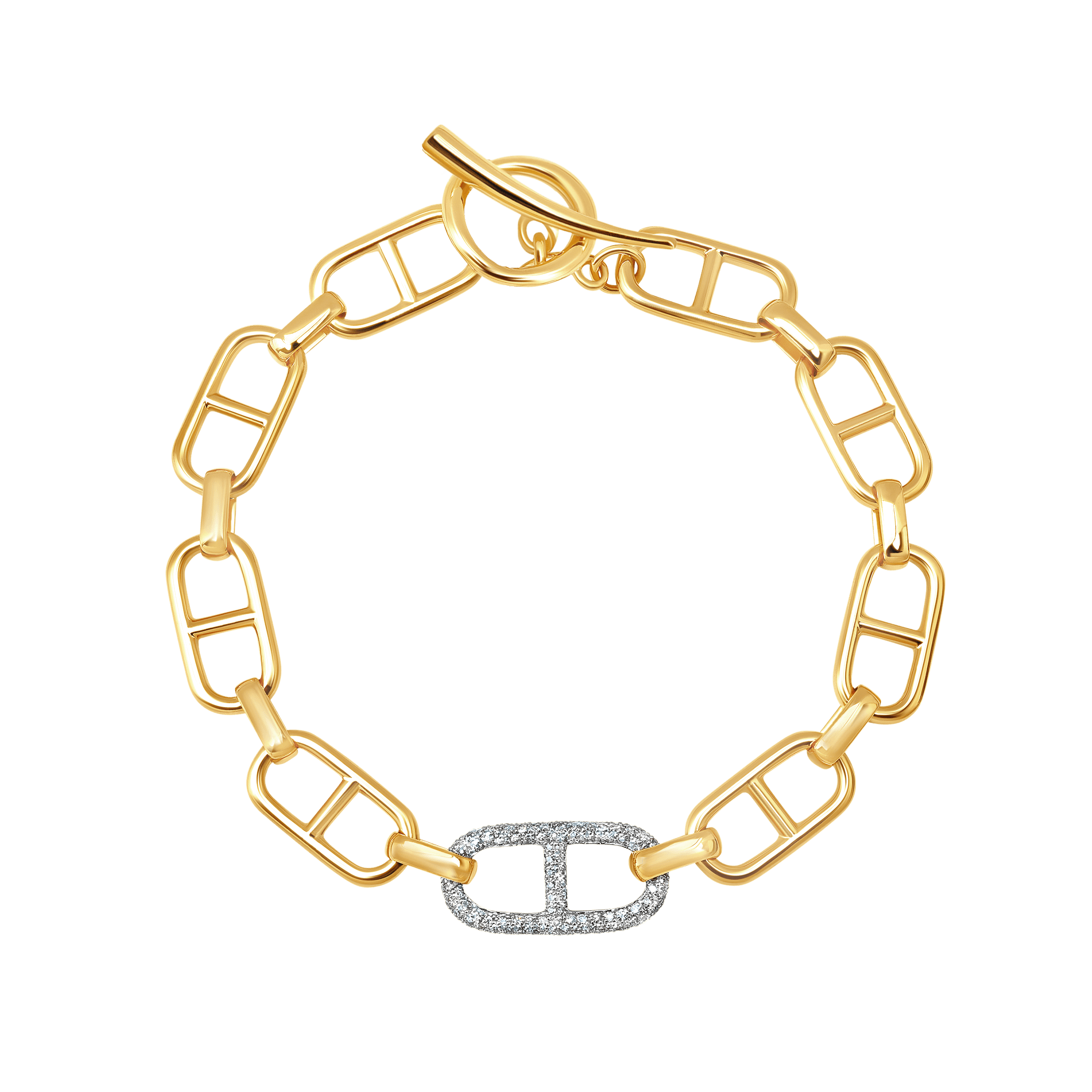 Stirrup Chain Bracelet with Pavé Stirrup Link and Tusk Clasp - Gabriela Artigas + CO