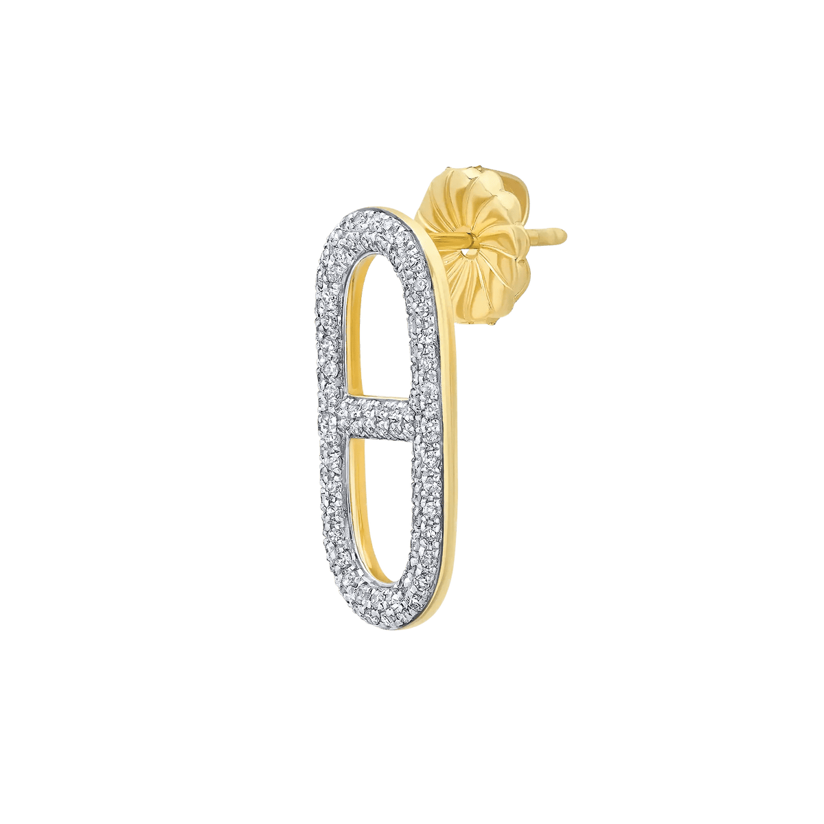 Stirrup Link Stud with White Pavé Diamonds – view 3