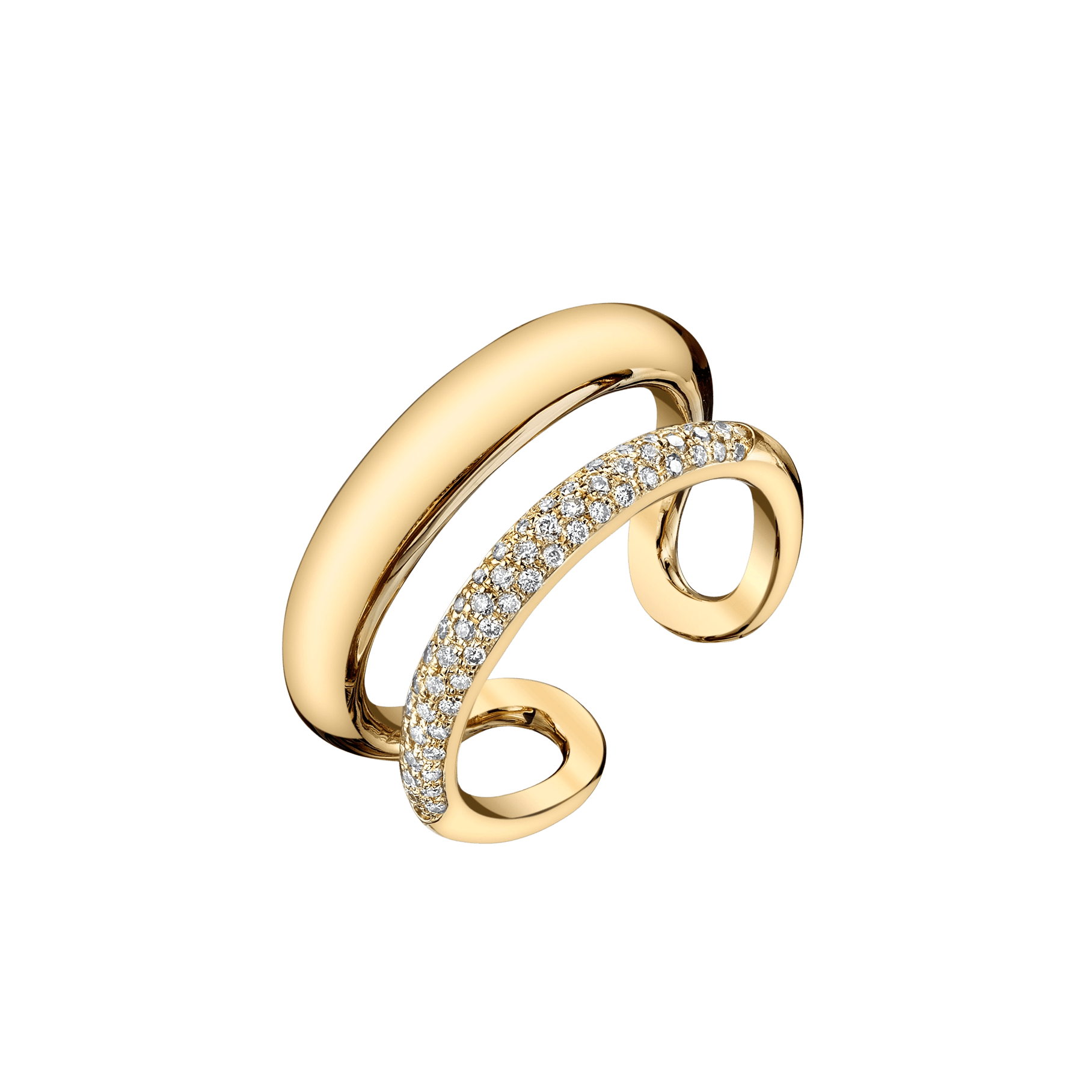 Twin Tusk Ring with Half White Pavé Diamonds - Gabriela Artigas + CO