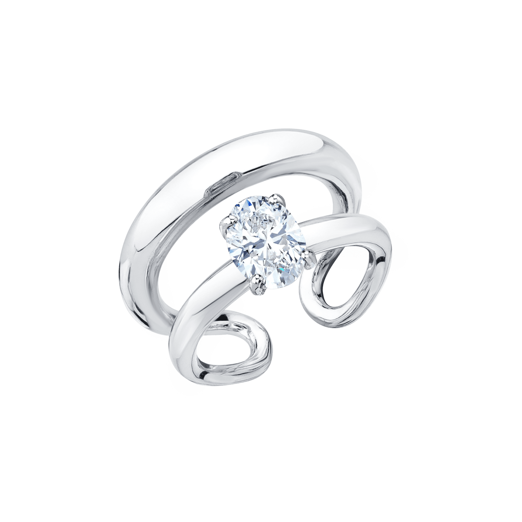 Twin Tusk Ring with Suspended Oval Diamond - Gabriela Artigas + CO