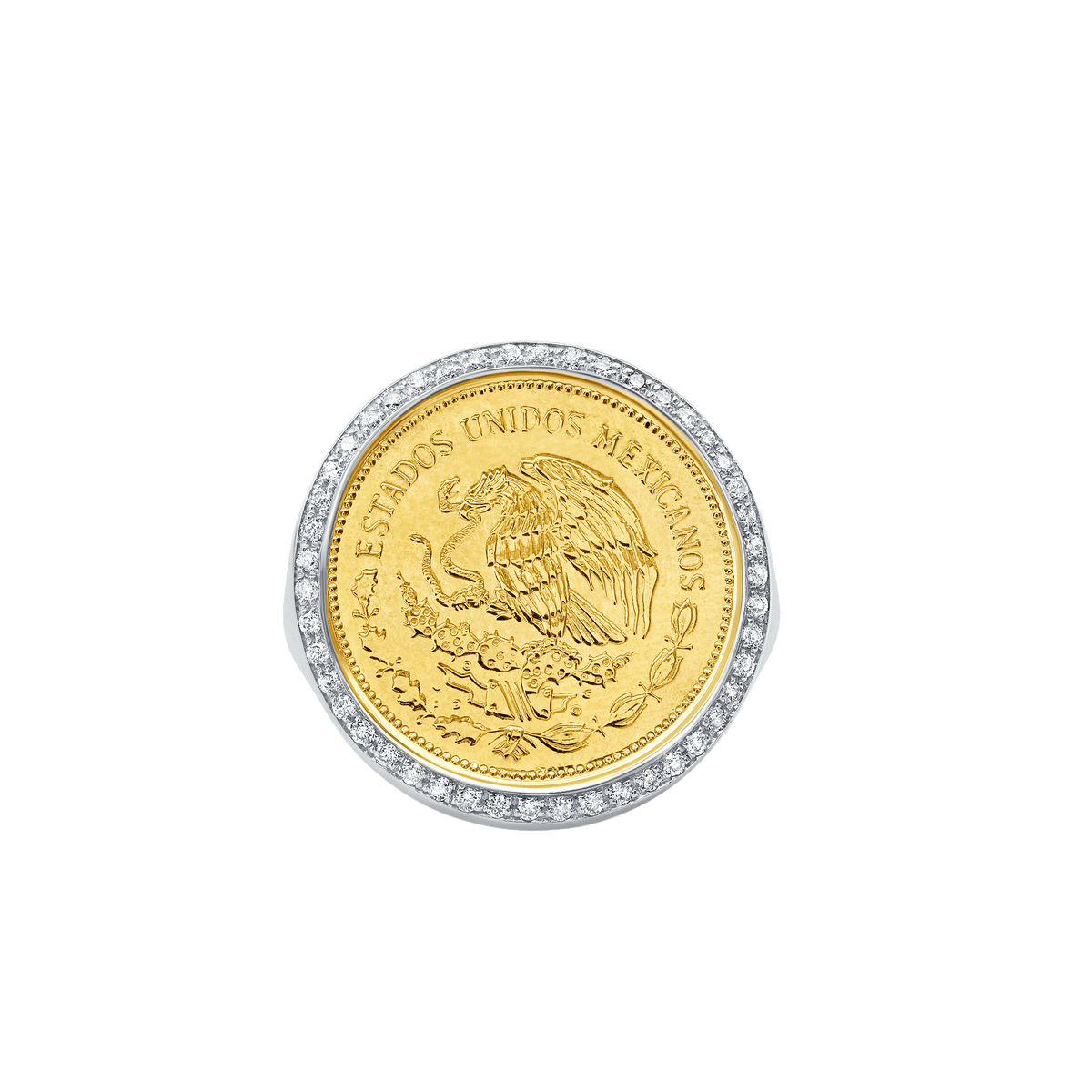 Vintage Coin Ring with White Pavé Diamonds – view 3