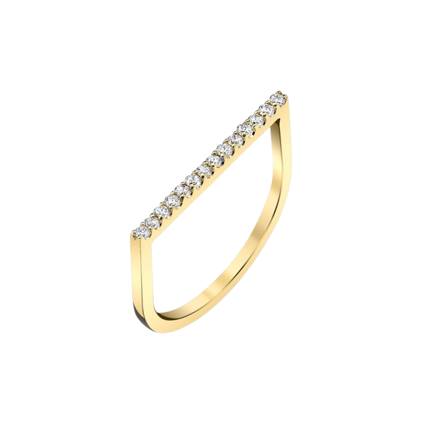 Flat Axis Ring with White Pavé Diamonds - Gabriela Artigas