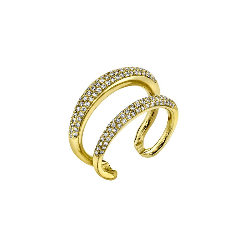 Twin Tusk Ring with Double White Pavé Diamonds - Gabriela Artigas