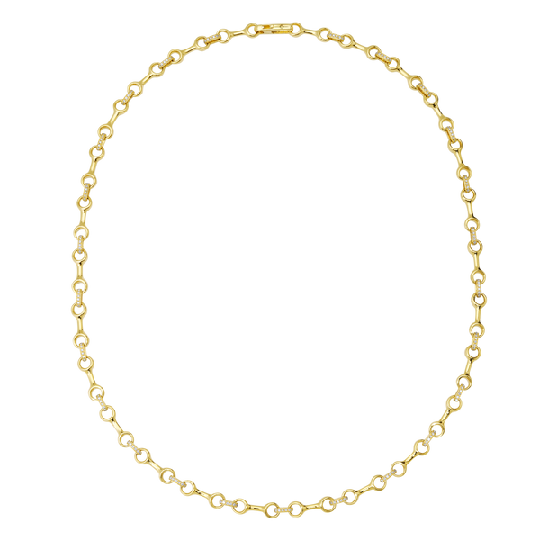 15mm Double Beam Necklace with White Pavé Diamond Connectors - Gabriela Artigas