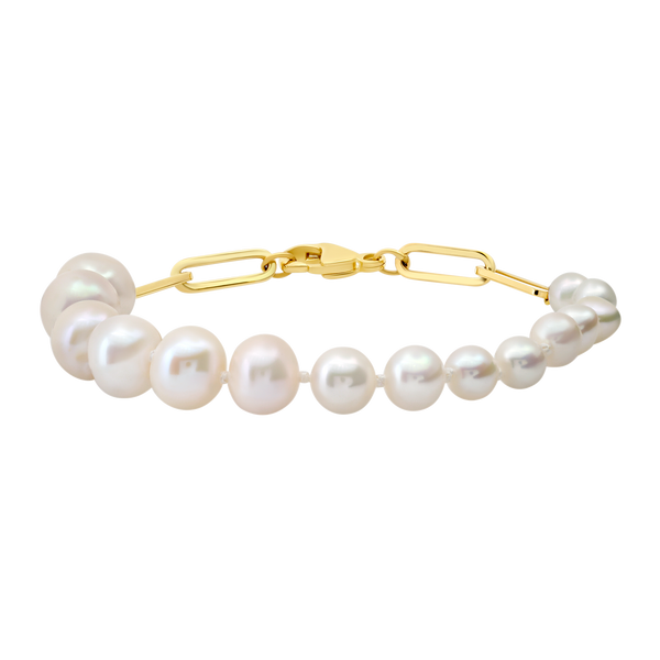 Ascending Pearls Bracelet on Rectangular Chain - Gabriela Artigas