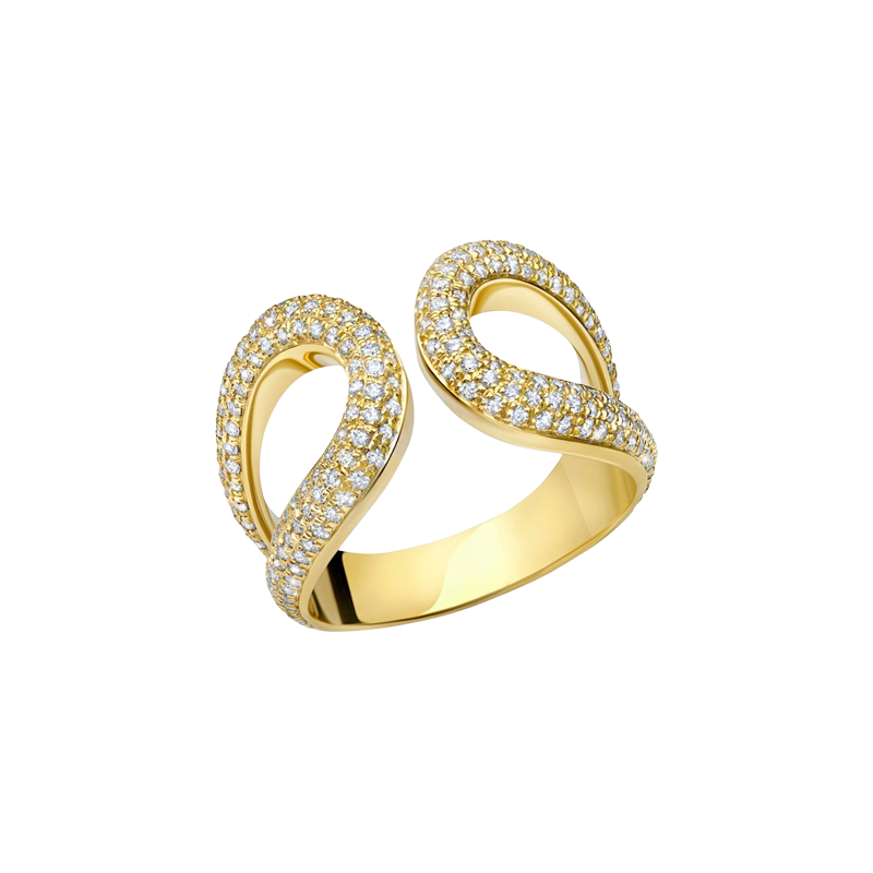 Double Beam Ring with White Pavé Diamonds - Gabriela Artigas