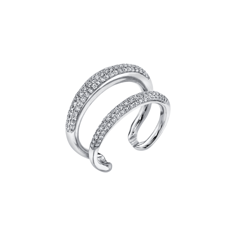 Twin Tusk Ring with Double White Pavé Diamonds - Gabriela Artigas