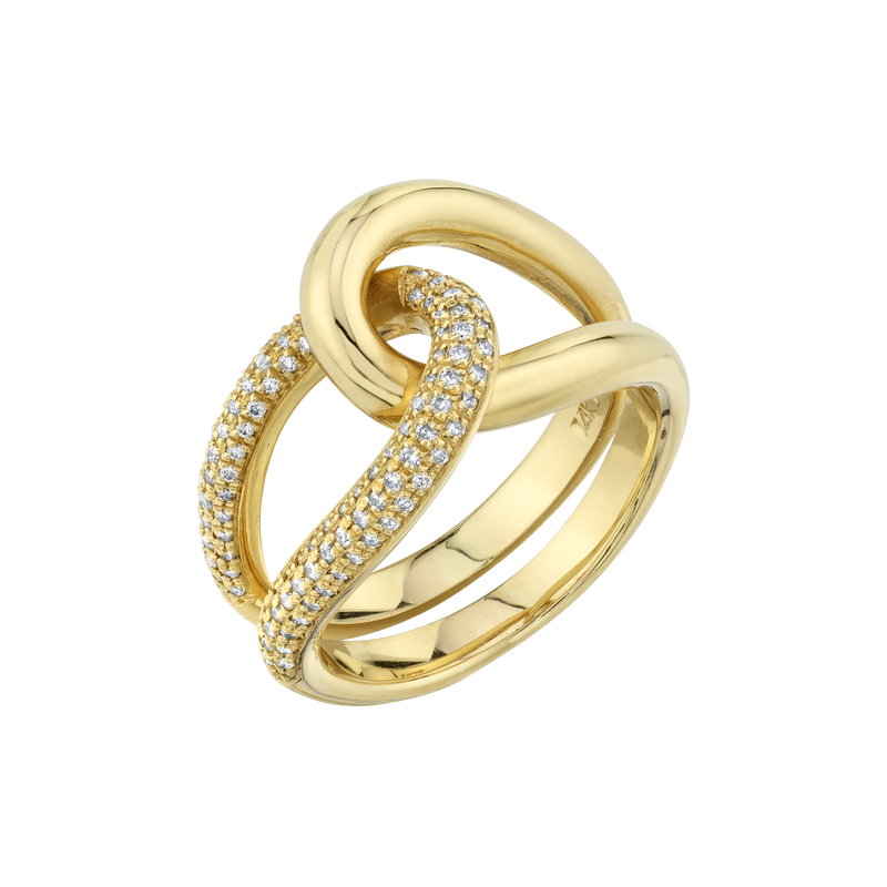 Link Ring with White Pavé Diamonds - Gabriela Artigas