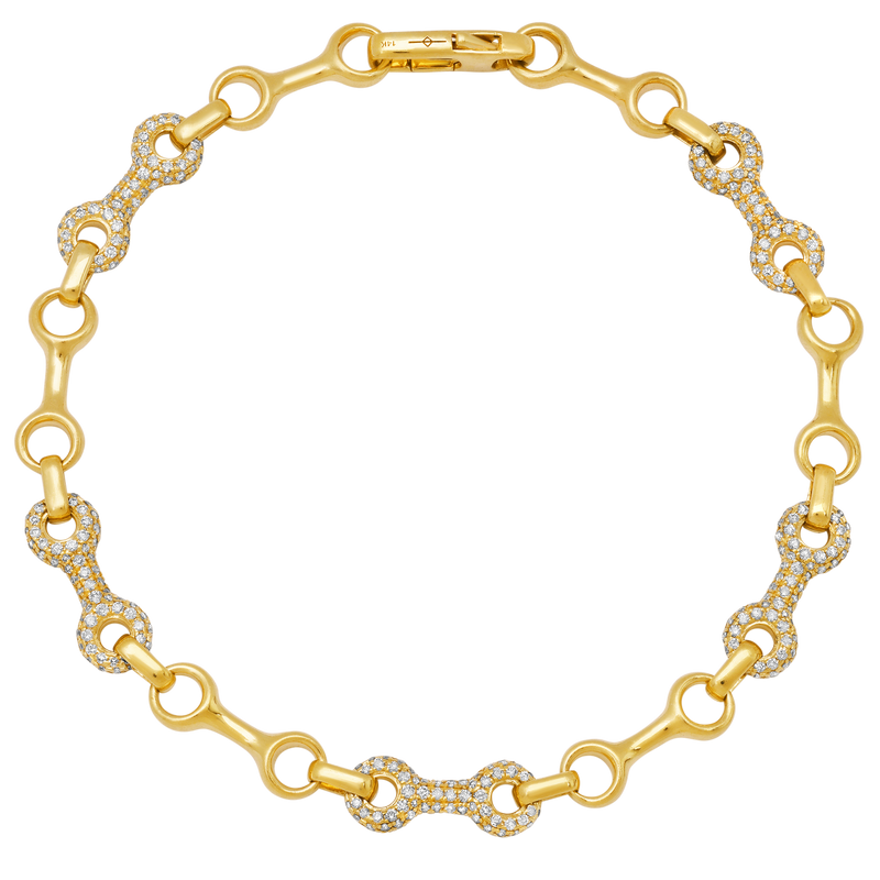 Mini Double Beam Alterno Chain Bracelet with Pave Links | Gabriela 