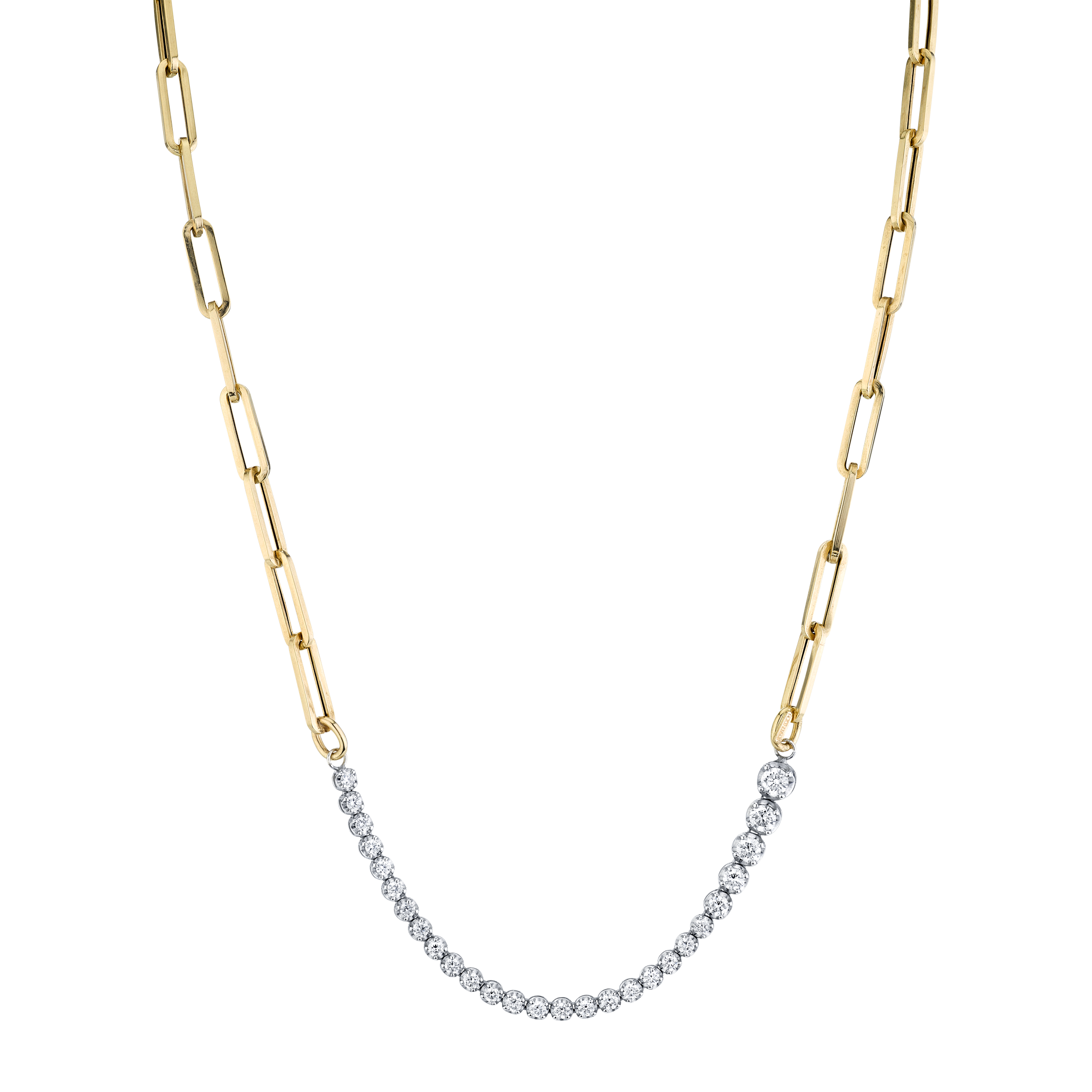 Ascending Diamonds Tennis Necklace on Rectangular Chain - Gabriela Artigas