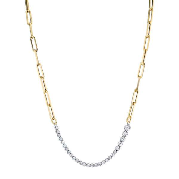 Ascending Diamonds Tennis Necklace on Rectangular Chain - Gabriela Artigas