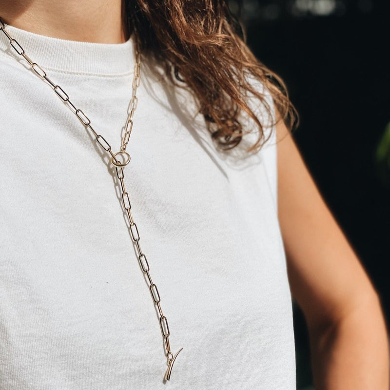 Rectangular Link Chain Necklace With Tusk Clasp - Gabriela Artigas