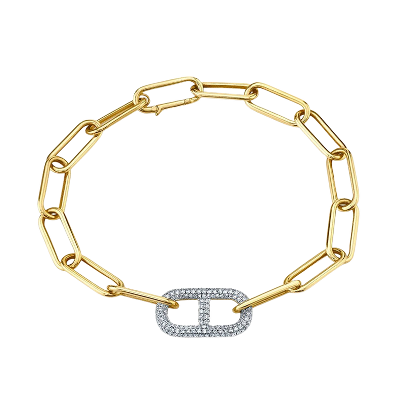 Stirrup Link Bracelet with White Pavé Diamonds - Gabriela Artigas