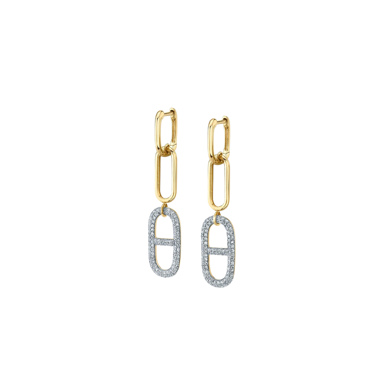 Stirrup Link Earrings with White Pavé Diamonds - Gabriela Artigas