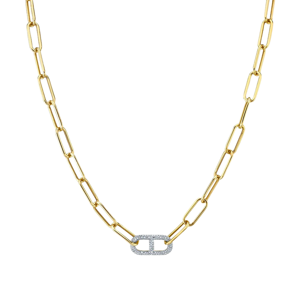 Stirrup Link Necklace with White Pavé Diamonds - Gabriela Artigas