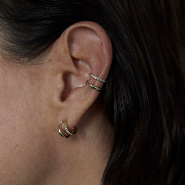 Twin Tusk Earrings With White Pavé Diamonds - Gabriela Artigas